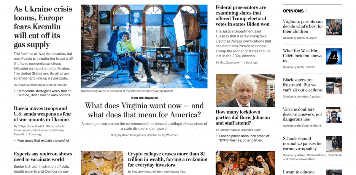 Washington Post homepage redesign